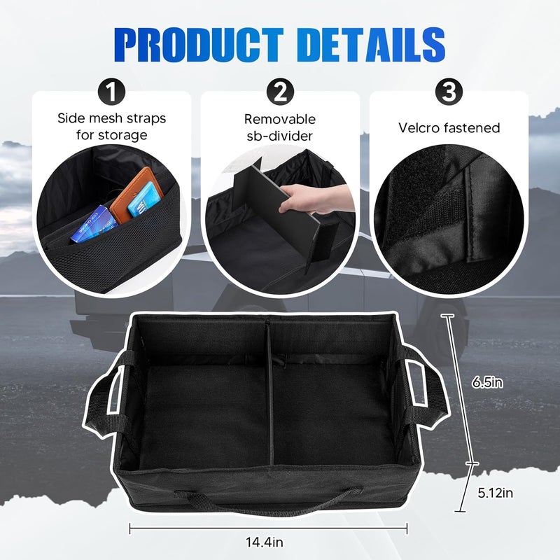 AUTOFIT 2PCS Cybertruck Under Seat Storage Box - Truck Under Seat Tool Box for 2024 2025 Tesla Cybertruck with Removable Dividers, 600D Oxford Cloth, Cybertruck accessories Mesh Organizer - Image 2